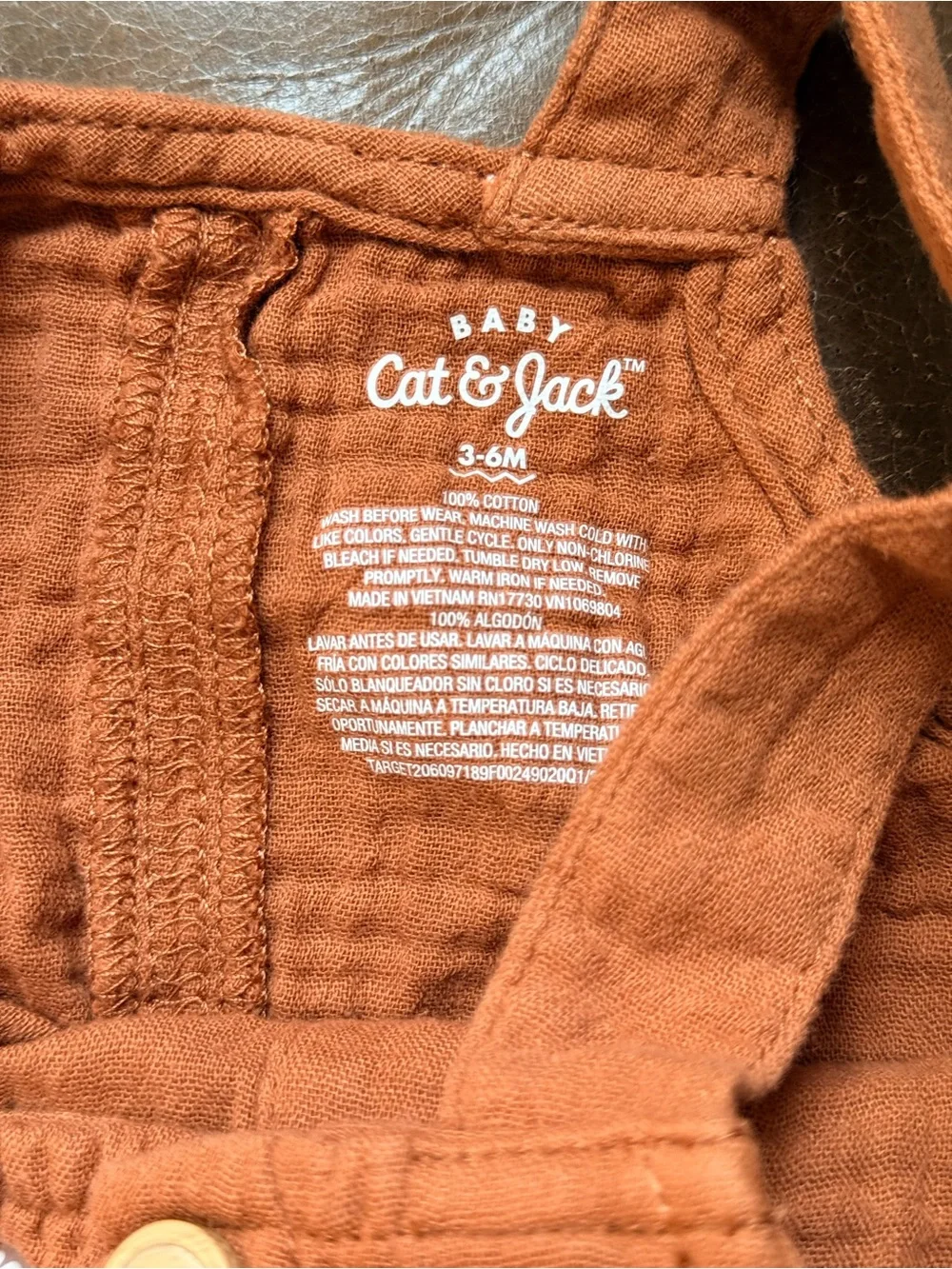 NWOT Cat & Jack | Gender Neutral Orange Button Down Overalls | Size 3-6 Months